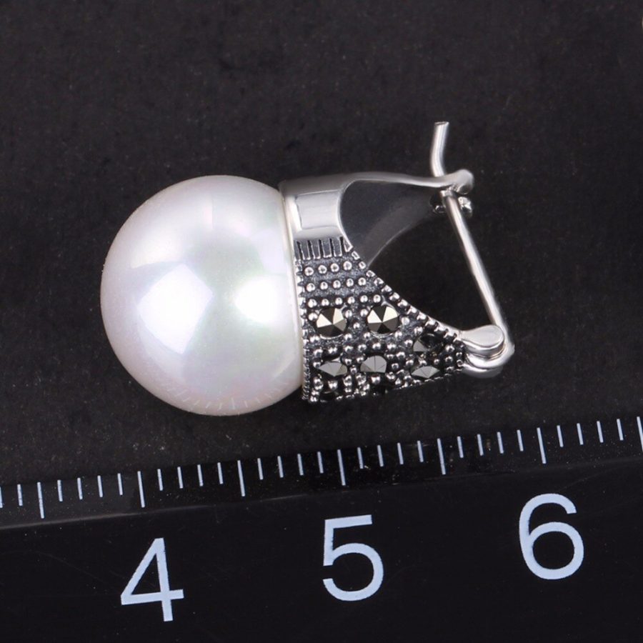Boucles D’oreilles pour femme  en argent  925 avec perles