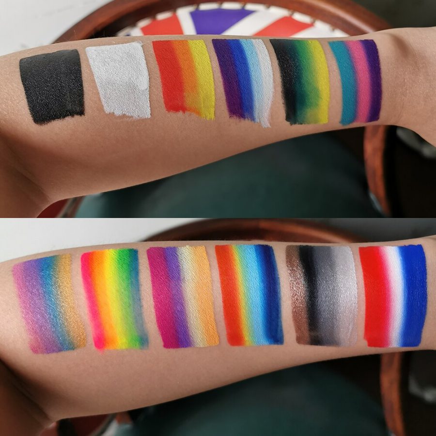 Peinture faciale arc-en-ciel multicolore, pigments d’art corporel temporaire