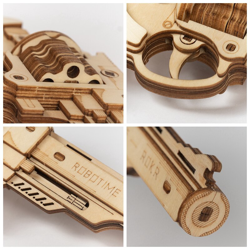 Pistolet à monter – Kit de Construction de Maquettes en Bois –  Jeu d’Assemblage de Blocs Jouet pour Enfant et Adulte