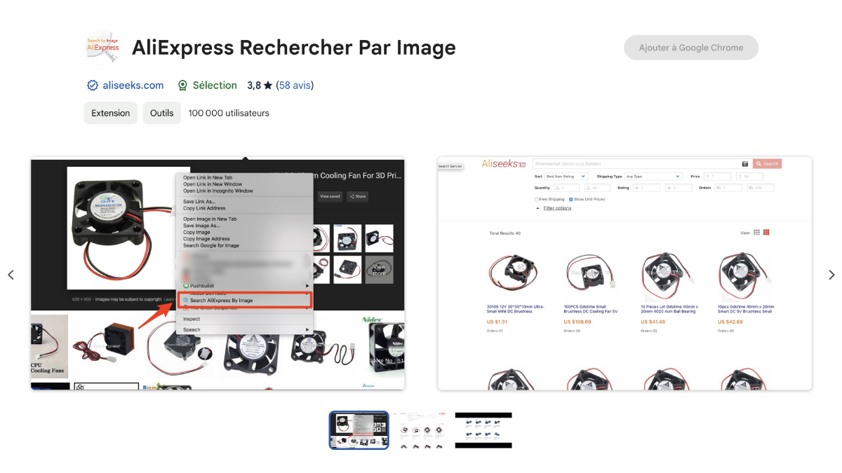 The extension: AliExpress Search By Image