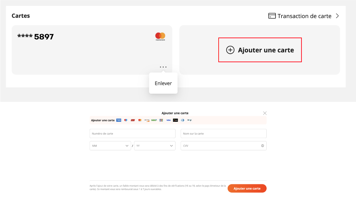 Add a payment method on Aliexpress