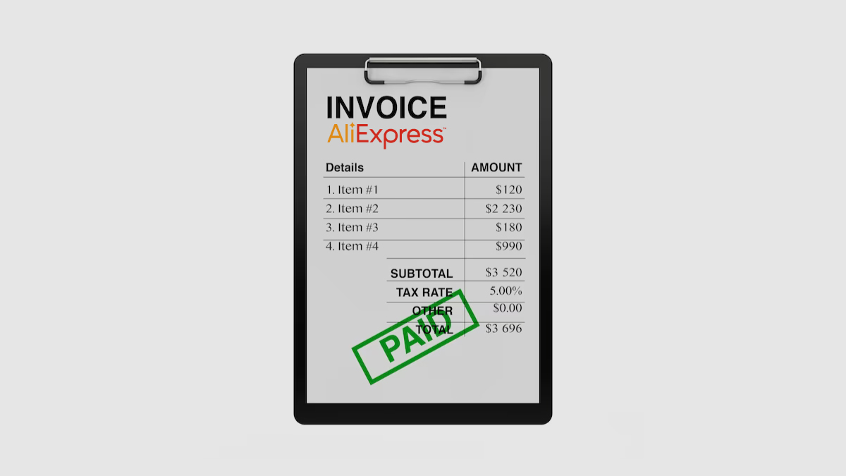 AliExpress invoice