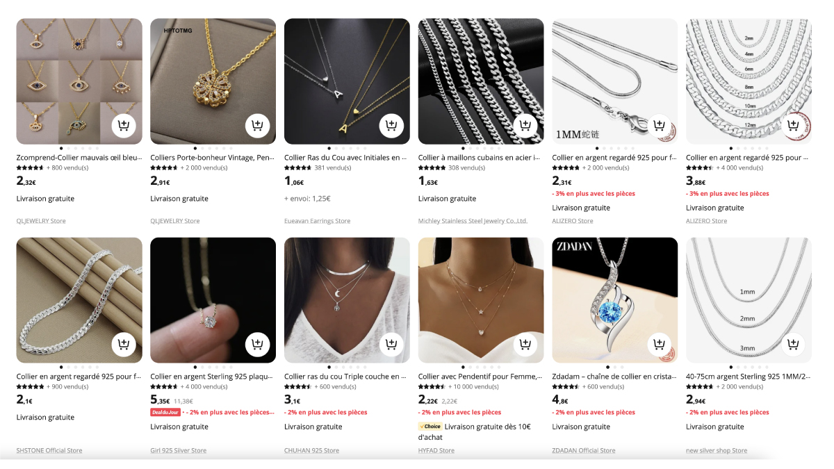 Necklaces on Aliexpress